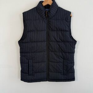 Stafford Men's Navy Pinstriped Puffer Vest, Size L